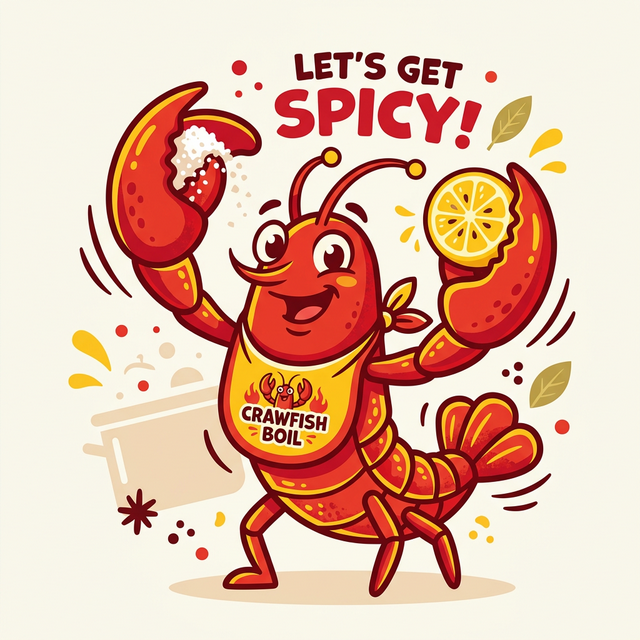 Happy Crawfish Mascot